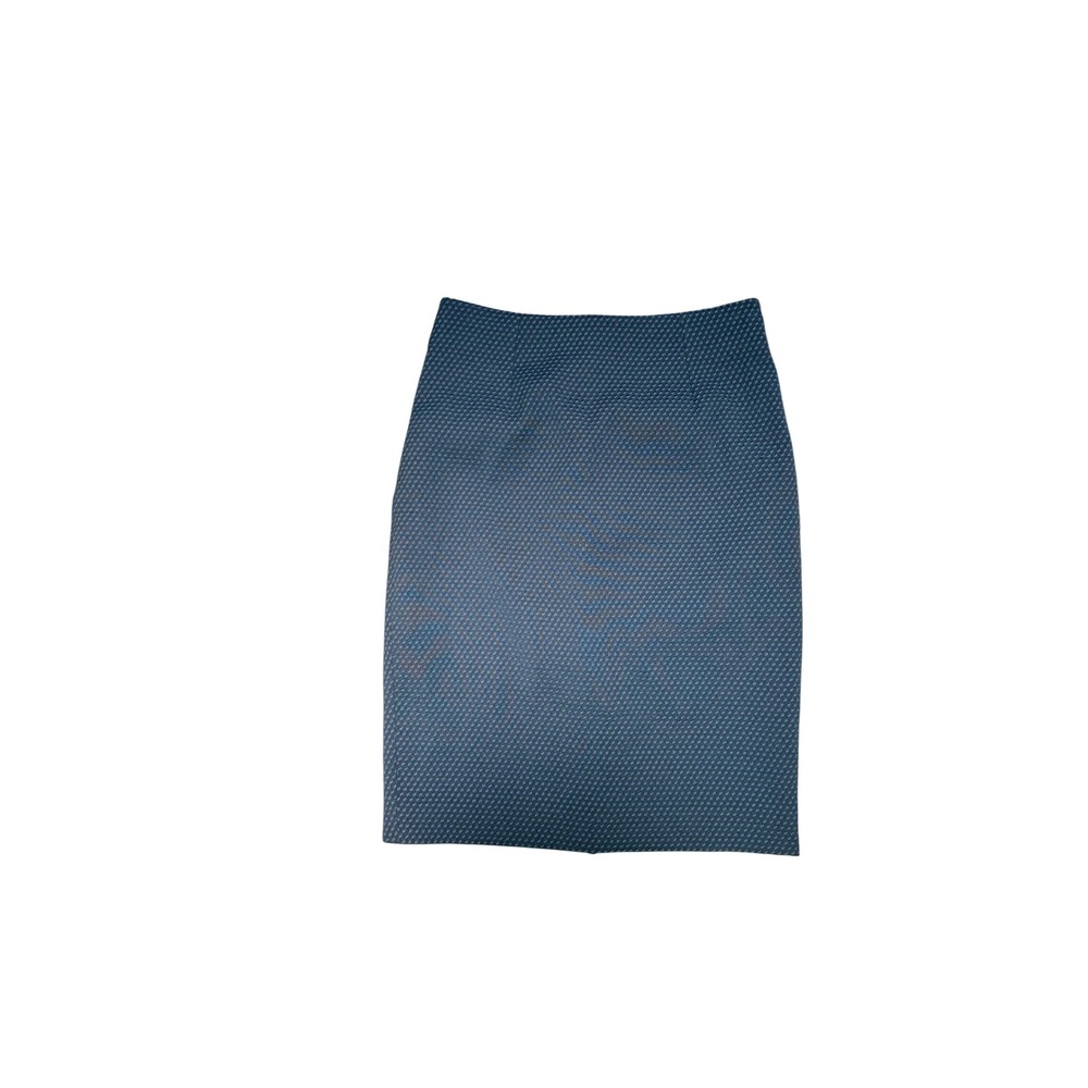 The Fold London Navy Blue Green Jacquard Pencil Skirt US 6 UK 10 Textured Office